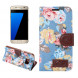 Чехол книжка с цветами для Samsung Galaxy S7 (SM-G930) (Голубой)