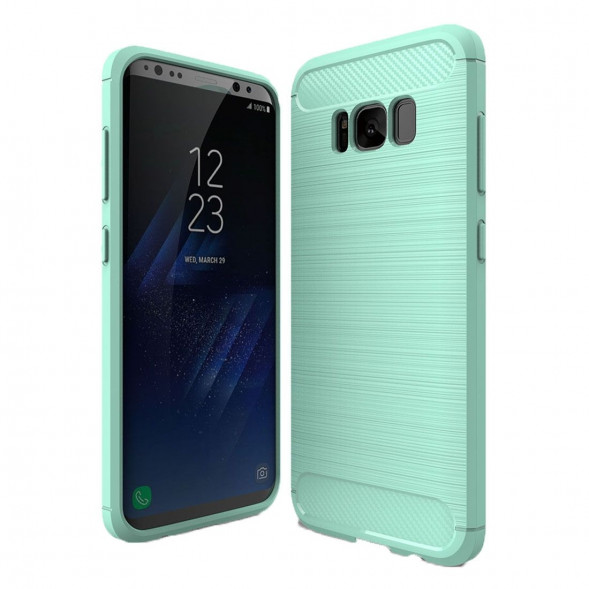 Чехол накладка Carbon Fibre для Samsung Galaxy S8 (зеленый)