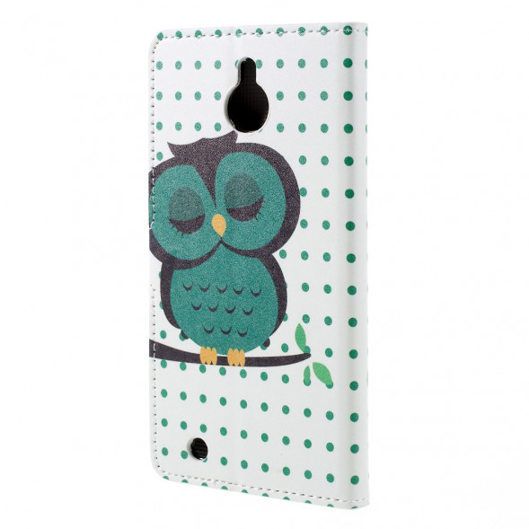 Чехол книжка с рисунком для Microsoft Lumia 850 (Сова)