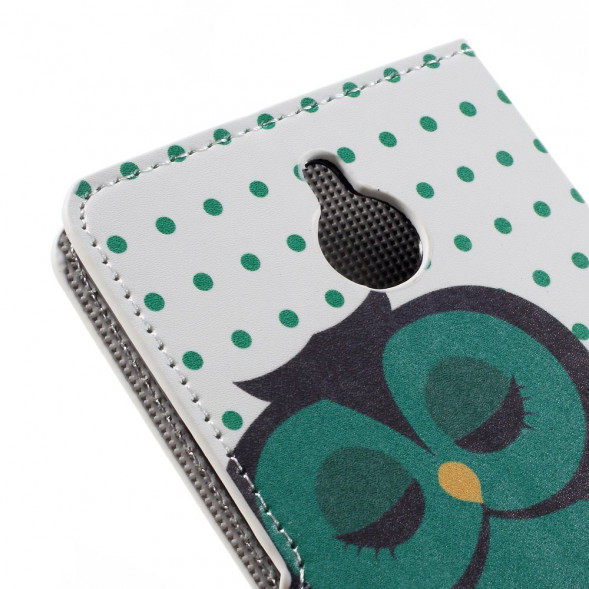 Чехол книжка с рисунком для Microsoft Lumia 850 (Сова)