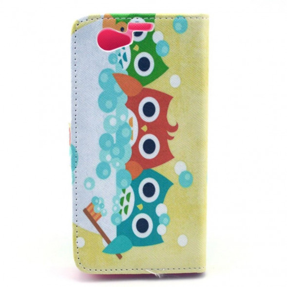 Чехол книжка с рисунком для Sony Xperia Z1 Compact D5503 (Три совы)