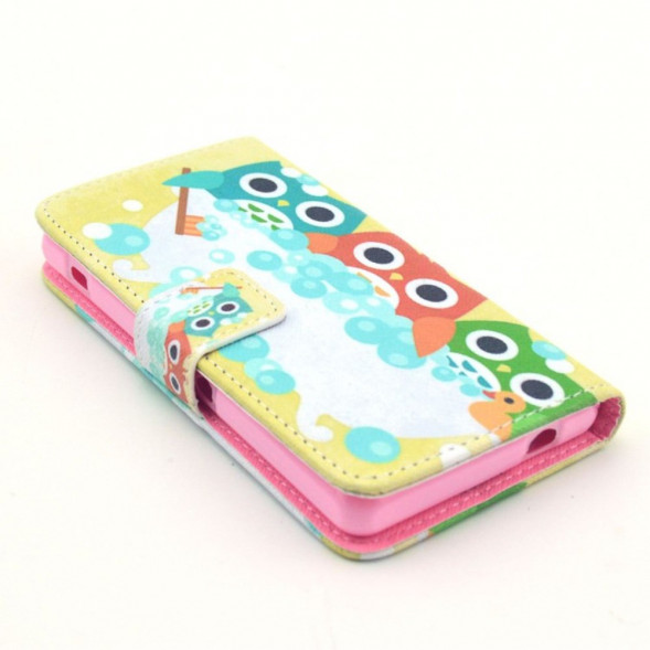 Чехол книжка с рисунком для Sony Xperia Z1 Compact D5503 (Три совы)