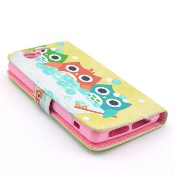 Чехол книжка с рисунком для Sony Xperia Z1 Compact D5503 (Три совы)