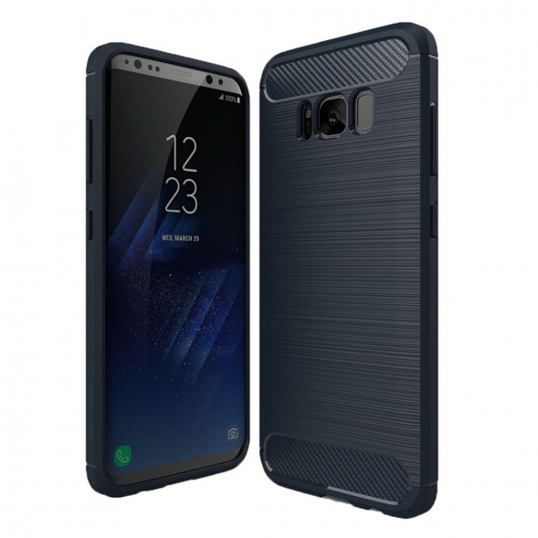 Чехол накладка Carbon Fibre для Samsung Galaxy S8 (синий)