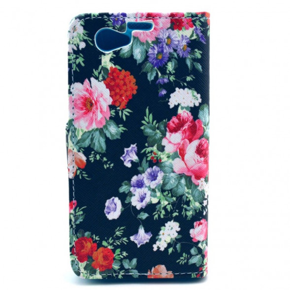 Чехол книжка с рисунком для Sony Xperia Z1 Compact D5503 (Цветы)