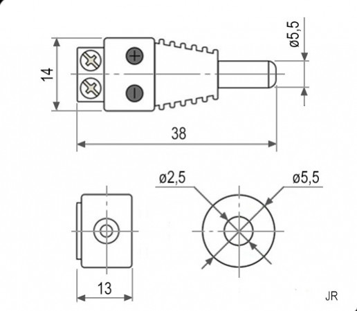 JR-52 DC 5.5х2.5 Разъем питания кабельный с клеммной колодкой