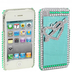 Чехол со стразами для iPhone 4/4s (сердце со стрелой)