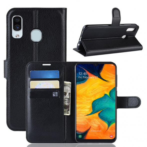 Чехол книжка для Samsung Galaxy A30, A20 (черный)