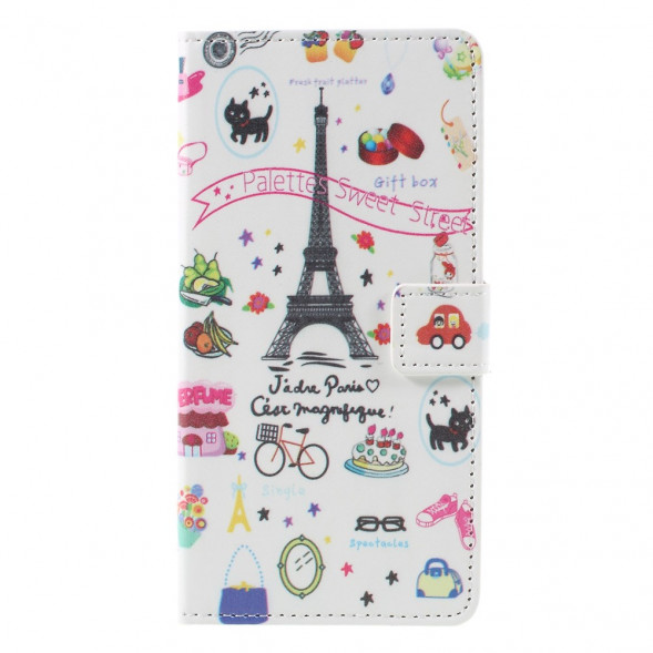 Чехол книжка с рисунком для Microsoft Lumia 850 (Эйфелева башня)