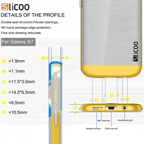 Чехол накладка Slicoo для Samsung Galaxy S7 (SM-G930) (Желтый)