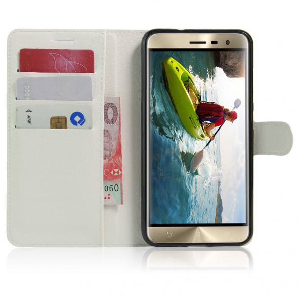 Чехол книжка с визитницей для Asus Zenfone 3 ZE552KL (Белый)