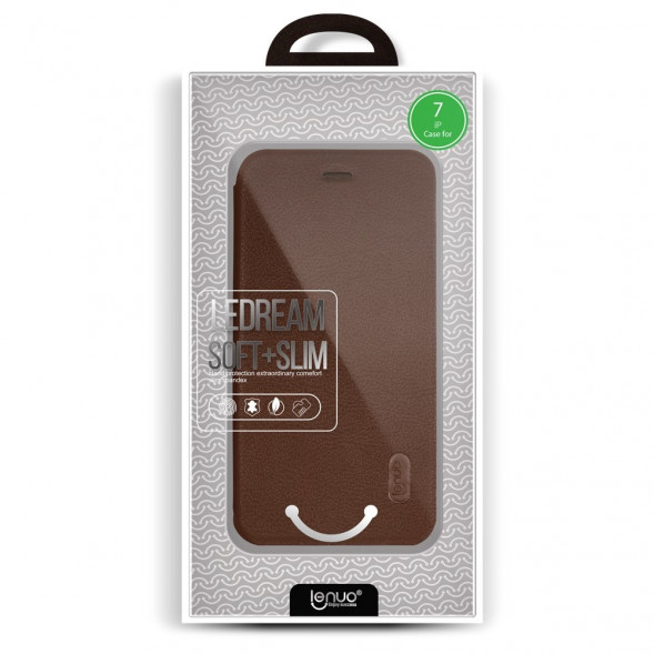 Чехол книжкой LENUO для iPhone 7 (Коричневый)