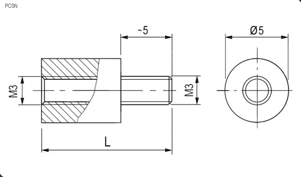PCSN-10 Стойка монтажная круглая для печатной платы (5 штук)