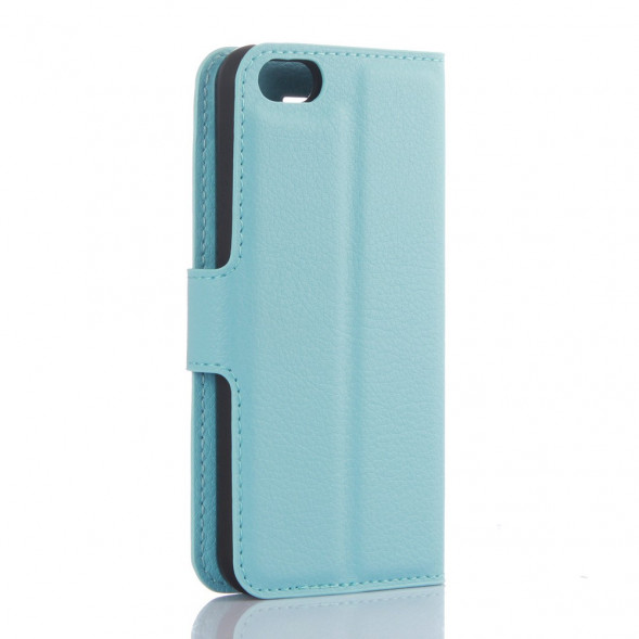 Чехол книжка с визитницей для iPhone 5, 5S, SE (голубой)