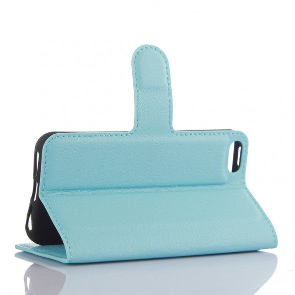 Чехол книжка с визитницей для iPhone 5, 5S, SE (голубой)