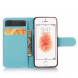 Чехол книжка с визитницей для iPhone 5, 5S, SE (голубой)