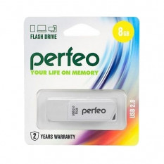 Флеш-накопитель 8Gb Perfeo S01 USB 2.0 пластик (белый)