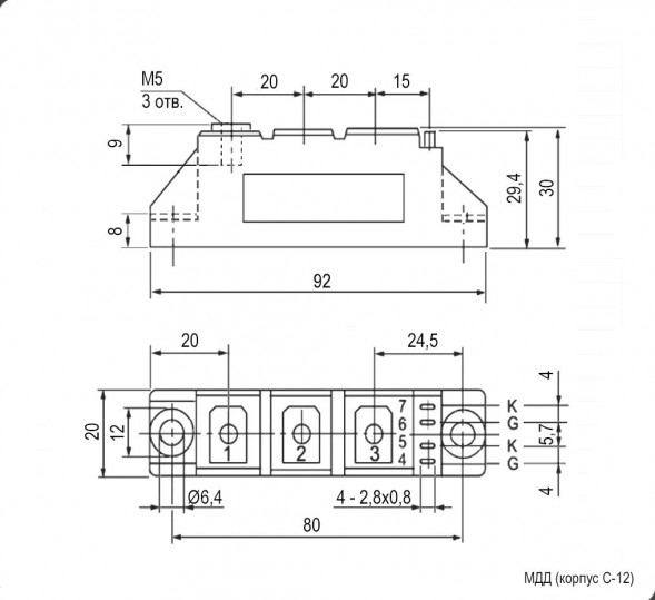 МДД100-12 Модуль диодный силовой полупроводниковый
