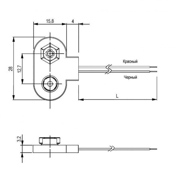 BS-E black tail 100 mm для кроны клеммная колодка батарейная (черная)