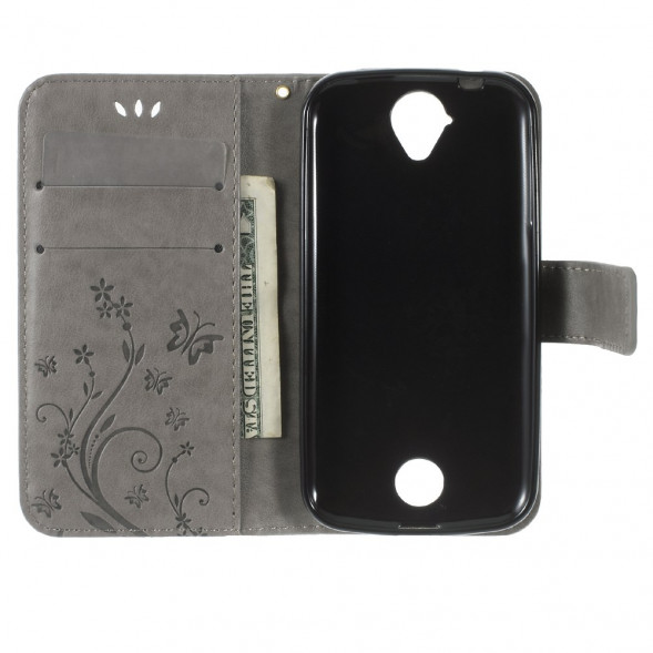 Чехол книжка с визтницей и ремешком для Acer Liquid Z330, Z320 (Серый)