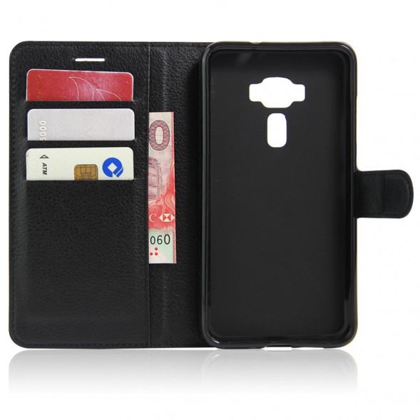 Чехол книжка с визитницей для Asus Zenfone 3 ZE552KL (Черный)