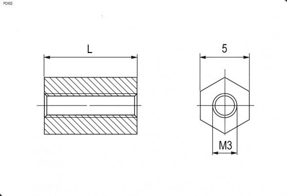 PCHSS-8 Стойка монтажная шестигранная для печатной платы (10 штук)