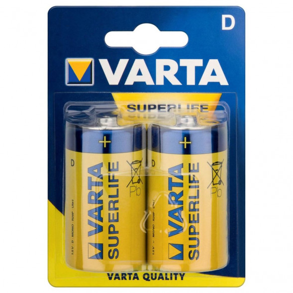 Батарейка D Varta R20-2BL Super Life