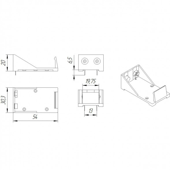 BH9VP на плату для кроны батарейный отсек (черный)