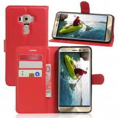 Чехол книжка с визитницей для Asus Zenfone 3 ZE552KL (Красный)