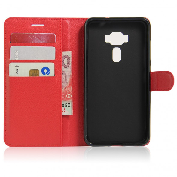 Чехол книжка с визитницей для Asus Zenfone 3 ZE552KL (Красный)