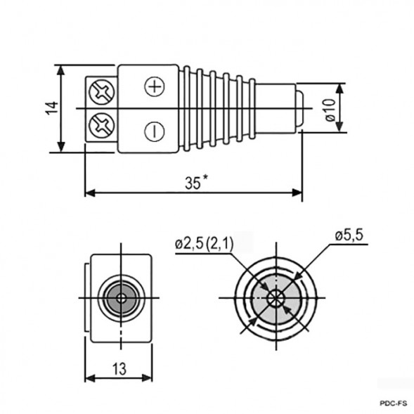 PDC-FS DC 2.5х5.5 Разъем питания гнездо с клеммной колодкой