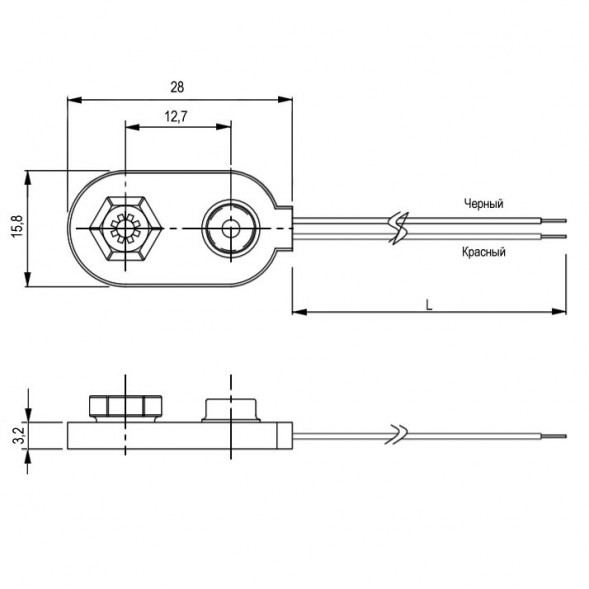 BS-IC колодка для Кроны 65 mm клеммная колодка батарейная (черная)