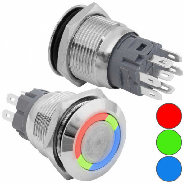 Кнопка антивандал. GQ19B-10E/RGB/N off-(on)