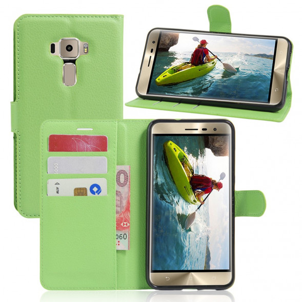Чехол книжка с визитницей для Asus Zenfone 3 ZE552KL (Зеленый)