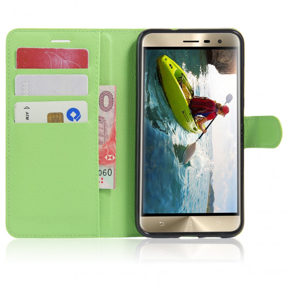 Чехол книжка с визитницей для Asus Zenfone 3 ZE552KL (Зеленый)