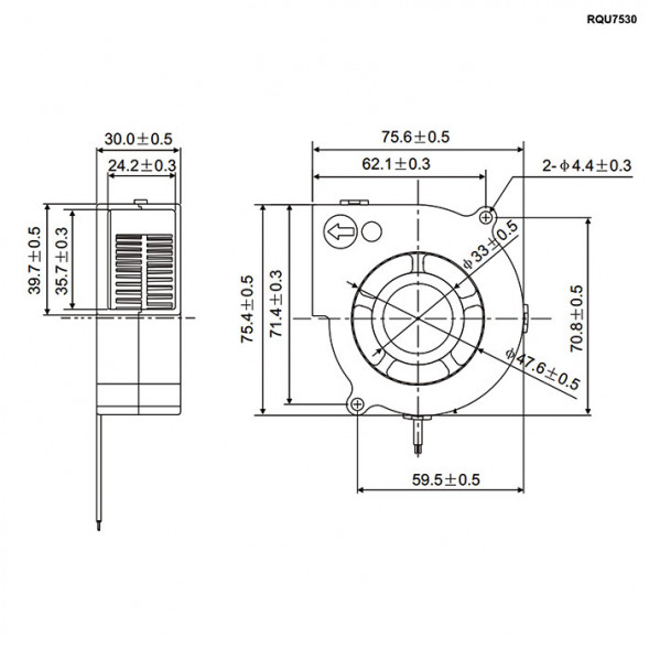 RQU7530MS 12VDC Вентилятор (улитка)