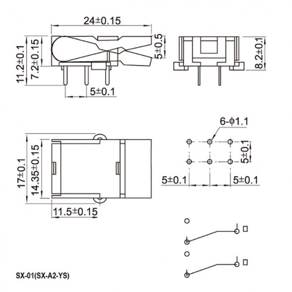 SX-01(SX-A2-YS) Кнопка микропереключатель