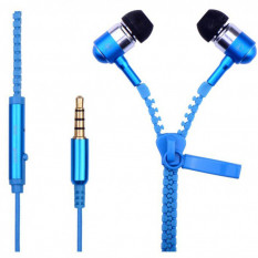 Гарнитура 3,5 - наушники вакуумные Mp3 Zip на молнии (голубой)