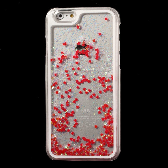 Пластиковый чехол с блесками для iPhone 6 / 6s (красный)