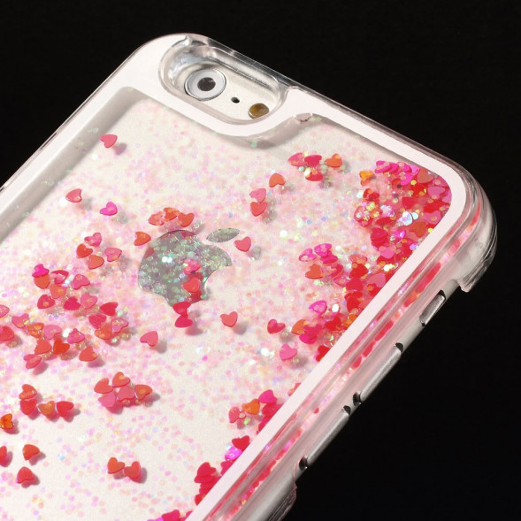 Пластиковый чехол с блесками для iPhone 6 / 6s (красный)