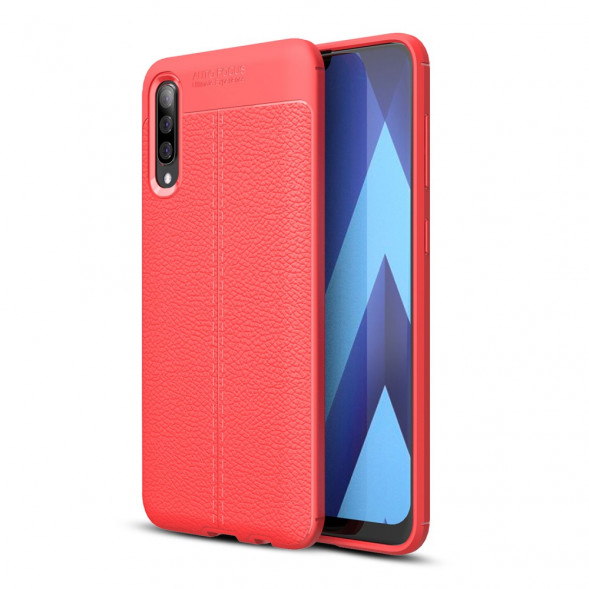 Чехол накладка Litchi Grain для Samsung Galaxy A50 (красный)