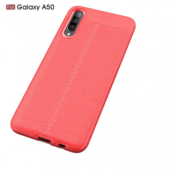 Чехол накладка Litchi Grain для Samsung Galaxy A50 (красный)