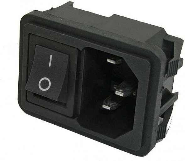 AC-002 (black) Разъем питания 220В гнездо на панель