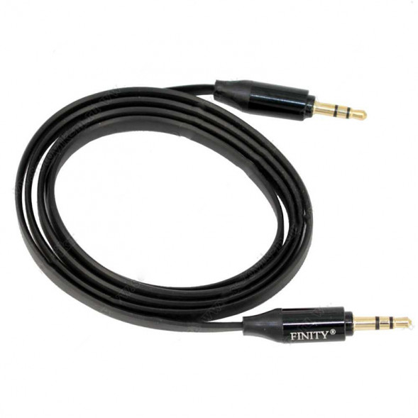 Кабель AUX, Jack 3,5mm - Jack 3,5mm FINITY, 1.0м, плоский, силикон (черный)