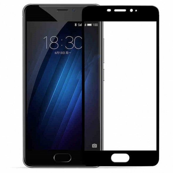 Защитное стекло для Meizu M5 Note на весь экран (черный)