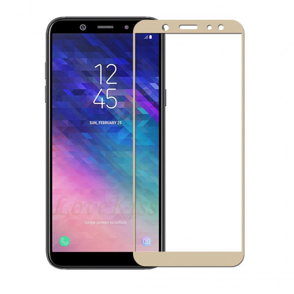 Защитное стекло 3D для Samsung Galaxy A6 2018 (золото)