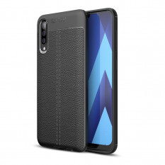 Чехол накладка Litchi Grain для Samsung Galaxy A50 (черный)
