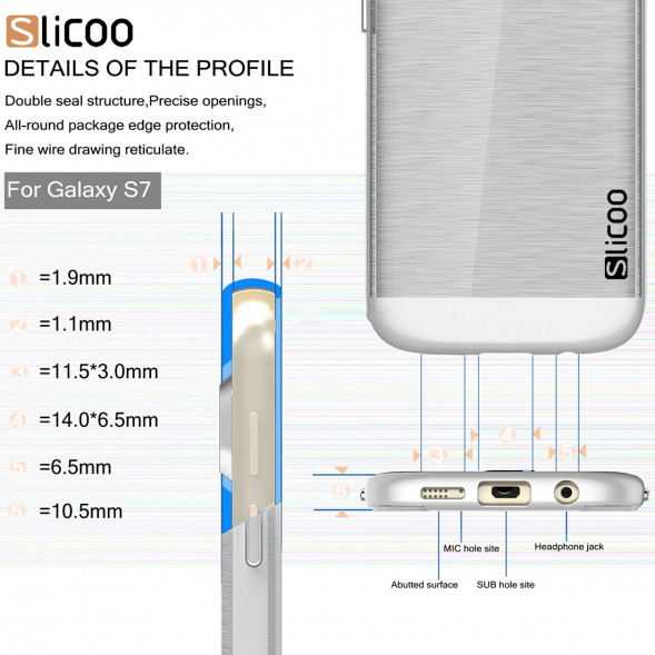 Чехол накладка Slicoo для Samsung Galaxy S7 (SM-G930) (Серебристый)