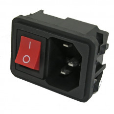 AC-002 (red) Разъем питания 220В гнездо на панель