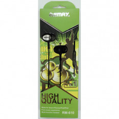 Наушники внутриканальные Remax RM-610, микрофон, кнопка ответа, кабель 1.2м (белый)